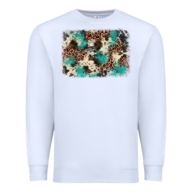 Turquoise Glitter Cowhide Background Premium Sweatshirt by BarkalooDesign | Teevron