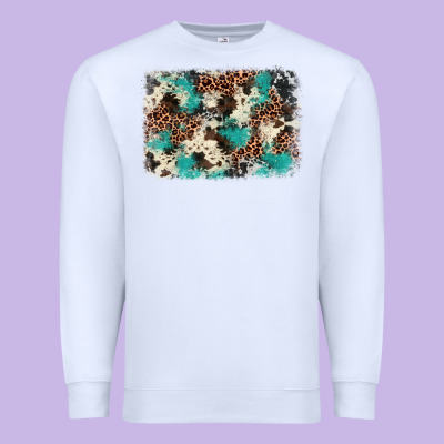Turquoise Glitter Cowhide Background Premium Sweatshirt Designed By Barkaloodesign