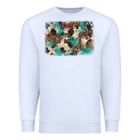 White turquoise glitter cowhide background Premium Sweatshirt - BarkalooDesign