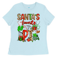 Baby Blue santa's favorite pt Ladies Tee - texasbilliewilder