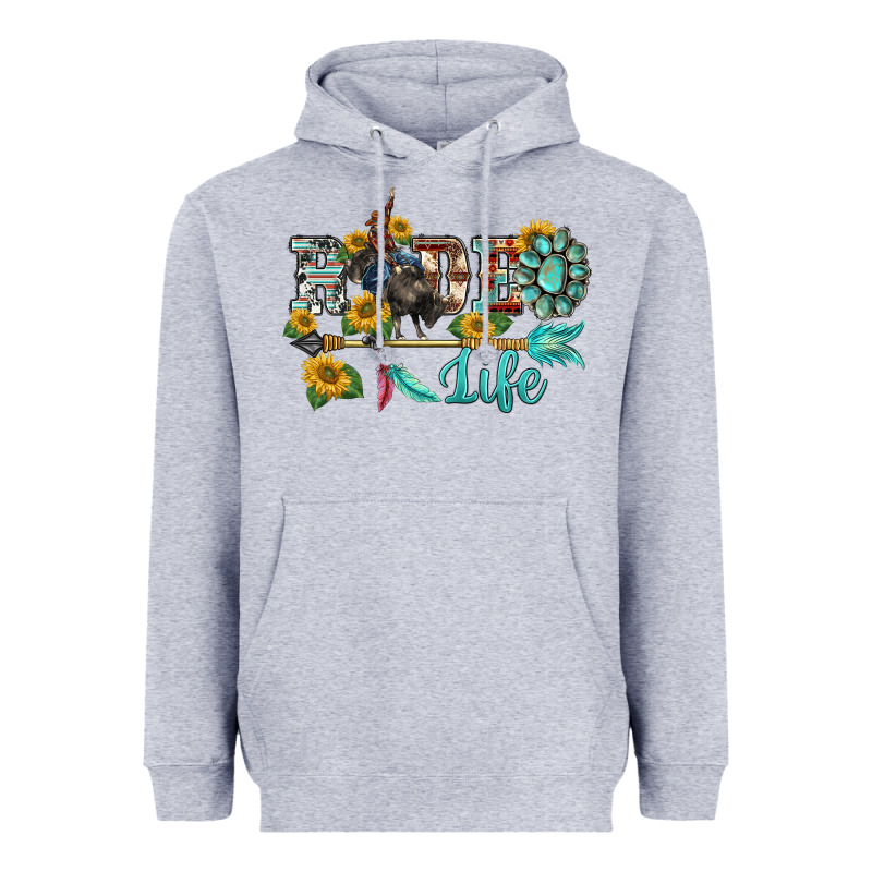 Western Rodeo Bullfighter  Life Turquoise's Gemstones Arrow Sunflowers Heavyweight Hoodie by BarkalooDesign | Teevron
