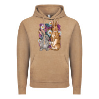 Vintage Coffee Bunnys Easter with leopard background Vintage Hoodie - OliviaCreatesArt