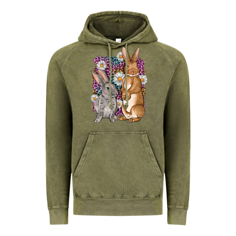 Bunnys Easter With Leopard Background Vintage Hoodie by OliviaCreatesArt | Teevron