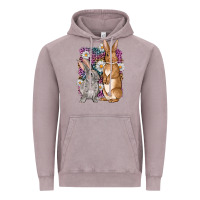Vintage Zinc Bunnys Easter with leopard background Vintage Hoodie - OliviaCreatesArt