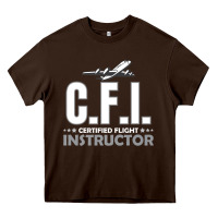 Chocolate Brown CFI CFI Certified Flight Pilot Gift CFI Flying Instructor Heavy Core Tee - longCreatives