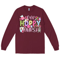 Burgundy Easter Day One hoppy Nurse Long Sleeve Tee - OliviaCreatesArt