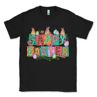 Black Happy Easter with plate letters Easter Day Classic Tee - HowdyJamesFarm