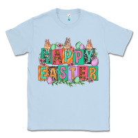Dusty Blue Happy Easter with plate letters Easter Day Classic Tee - HowdyJamesFarm