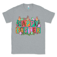 Heather Grey Happy Easter with plate letters Easter Day Classic Tee - HowdyJamesFarm