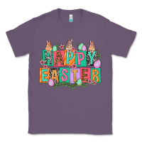 Lavender Happy Easter with plate letters Easter Day Classic Tee - HowdyJamesFarm