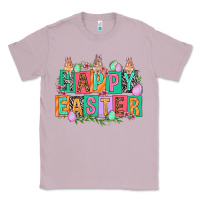 Lilac Happy Easter with plate letters Easter Day Classic Tee - HowdyJamesFarm