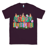 Plum Happy Easter with plate letters Easter Day Classic Tee - HowdyJamesFarm