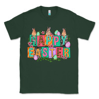 Sports Green Happy Easter with plate letters Easter Day Classic Tee - HowdyJamesFarm