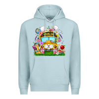 Blue Mist Easter School Bus Premium Hoodie - CowhideDigitalArt
