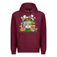 Burgundy Easter School Bus Premium Hoodie - CowhideDigitalArt