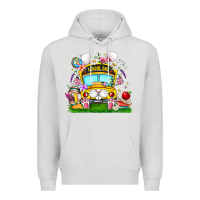 Dove Grey Easter School Bus Premium Hoodie - CowhideDigitalArt