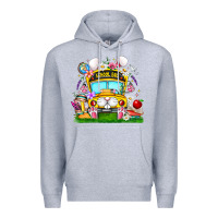 Heather Grey Easter School Bus Premium Hoodie - CowhideDigitalArt