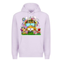 Lilac Easter School Bus Premium Hoodie - CowhideDigitalArt