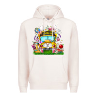 Pale Pink Easter School Bus Premium Hoodie - CowhideDigitalArt