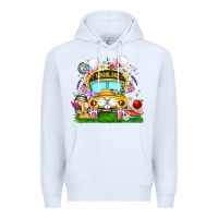 White Easter School Bus Premium Hoodie - CowhideDigitalArt