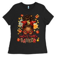 Black santa favorite banker afro messy bun Ladies Tee - texasbilliewilder