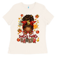 Bone santa favorite banker afro messy bun Ladies Tee - texasbilliewilder