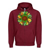 Burgundy st patricks sunflower with leopard  shamrock and glitter Zipper Hoodie - Artiststas