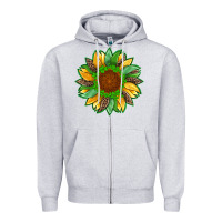 Heather Grey st patricks sunflower with leopard  shamrock and glitter Zipper Hoodie - Artiststas