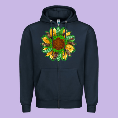 St Patricks Sunflower With Leopard  Shamrock And Glitter Zipper Hoodie Designed By Artiststas