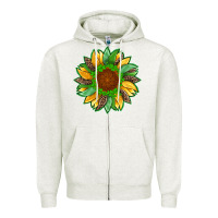 Oatmeal Heather st patricks sunflower with leopard  shamrock and glitter Zipper Hoodie - Artiststas
