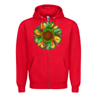 Red st patricks sunflower with leopard  shamrock and glitter Zipper Hoodie - Artiststas