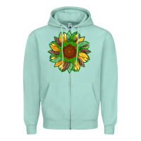 Seafoam st patricks sunflower with leopard  shamrock and glitter Zipper Hoodie - Artiststas