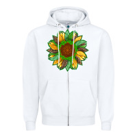 White st patricks sunflower with leopard  shamrock and glitter Zipper Hoodie - Artiststas