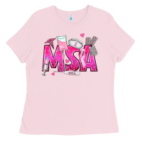 Bubblegum Pink breast cancer msa medical support assistant Ladies Tee - texasbilliewilder