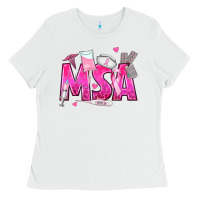 White breast cancer msa medical support assistant Ladies Tee - texasbilliewilder