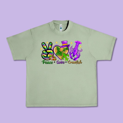 Peace Love Crawfish Urban Heavy Tee Designed By Howdyjamesfarm