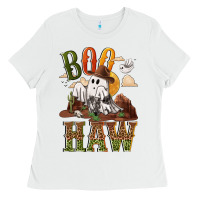 White Boo haw Ladies Tee - NancyCooperArtShop