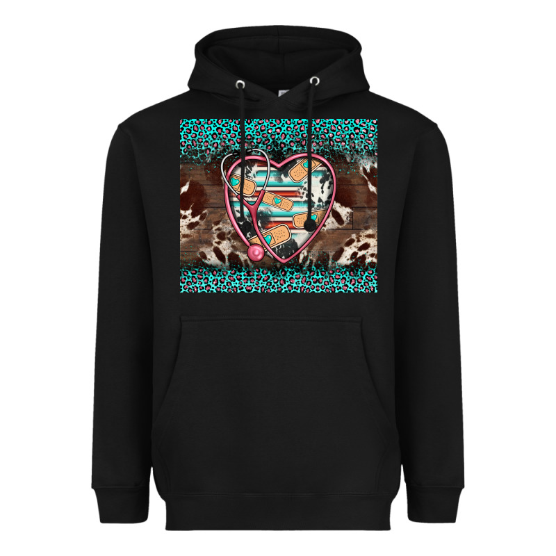 Western Nurse Stethoscope Turquoise Leopardes Heavyweight Hoodie by BarkalooDesign | Teevron