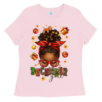 Bubblegum Pink december girl christmas afro messy bun Ladies Tee - texasbilliewilder