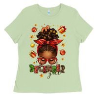 Matcha december girl christmas afro messy bun Ladies Tee - texasbilliewilder