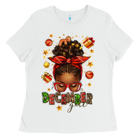 White december girl christmas afro messy bun Ladies Tee - texasbilliewilder