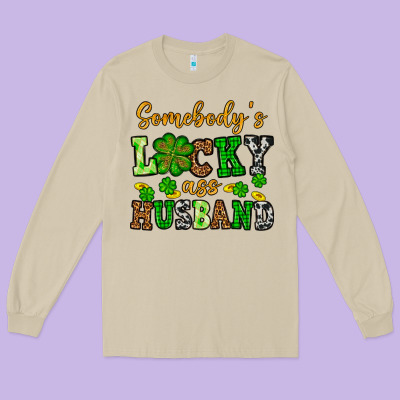 St. Patrick's Somebody's Lucky As Husband Long Sleeve Tee Designed By Oliviacreatesart