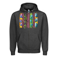 Charcoal Heather easter eggs and leopard brushstrokes Zipper Hoodie - Artiststas