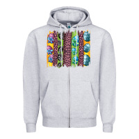Heather Grey easter eggs and leopard brushstrokes Zipper Hoodie - Artiststas