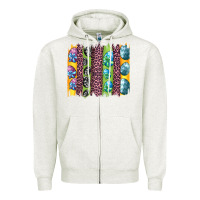 Oatmeal Heather easter eggs and leopard brushstrokes Zipper Hoodie - Artiststas
