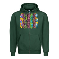 Sports Green easter eggs and leopard brushstrokes Zipper Hoodie - Artiststas