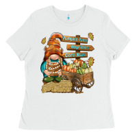 White Pumpkin patch hayrides and corn maze Ladies Tee - NancyCooperArtShop