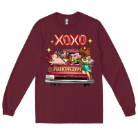 Burgundy Valentine's Day Truck Farm Animals Cupid XOXO Long Sleeve Tee - FaDigitalArtStudio