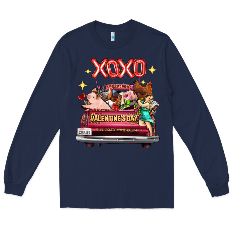 Valentine's Day Truck Farm Animals Cupid Xoxo Long Sleeve Tee by FaDigitalArtStudio | Teevron