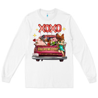 White Valentine's Day Truck Farm Animals Cupid XOXO Long Sleeve Tee - FaDigitalArtStudio